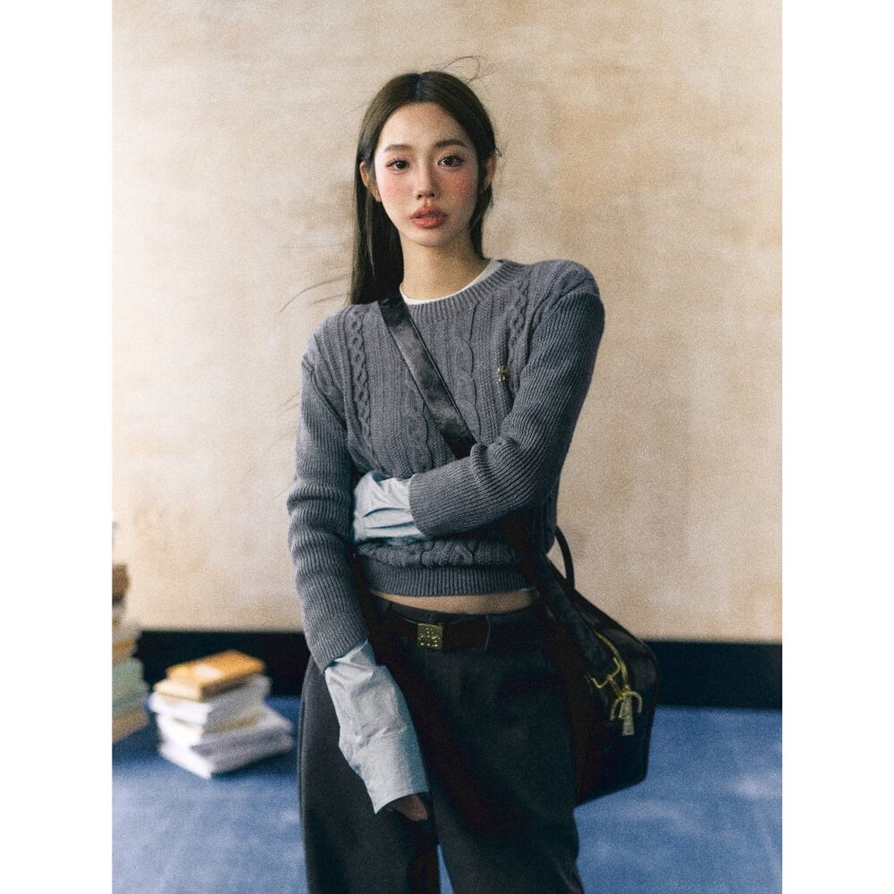 La Lune Du Ciel LLDC Sweater Spliced with Shirt Sleeves in Black, Size Small